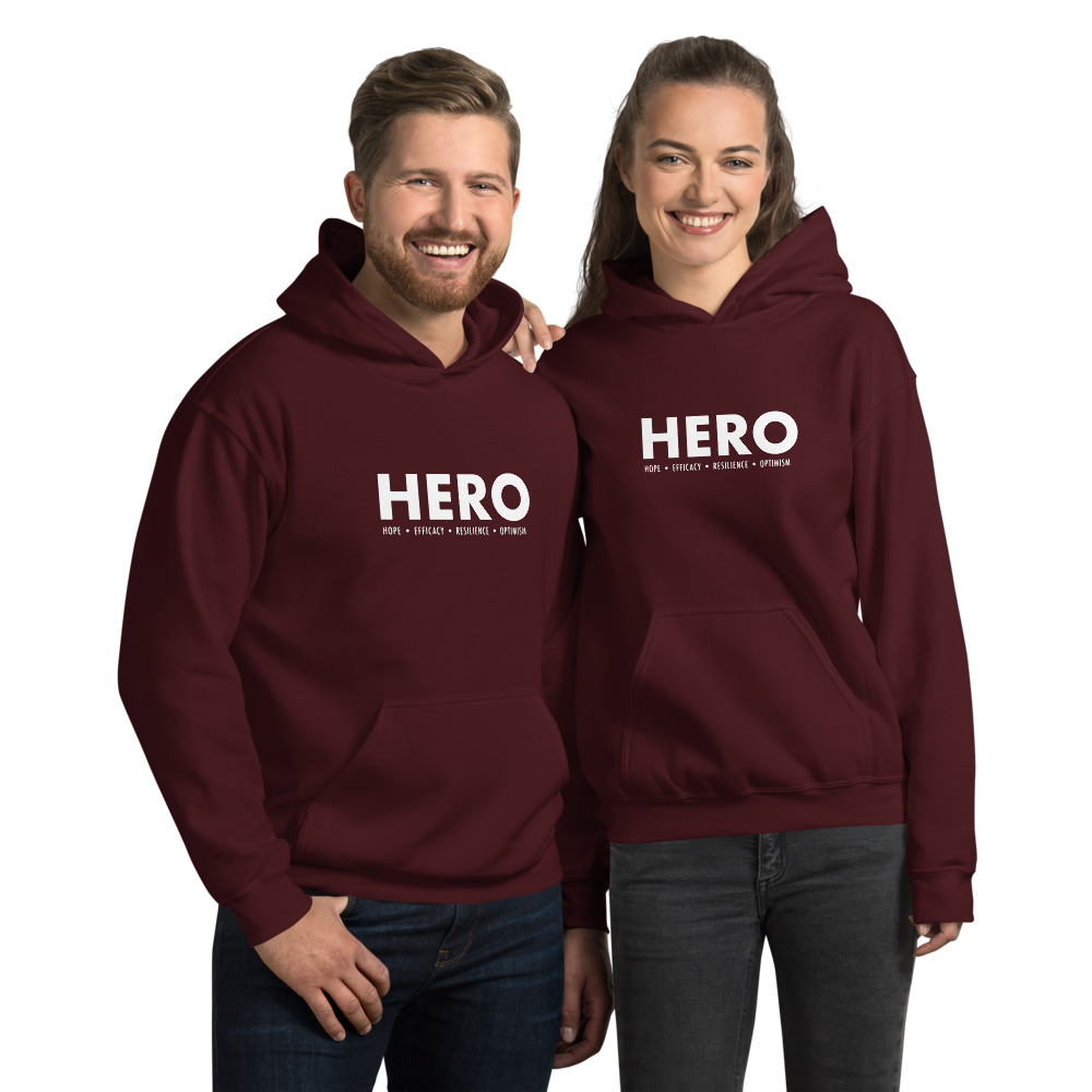 HERO - White Text / Unisex Hoodie - Image 3