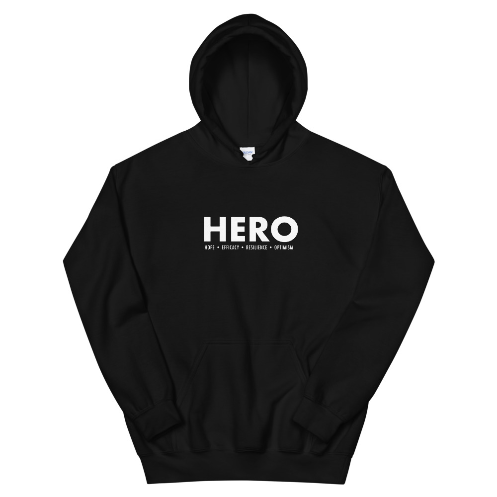 HERO - White Text / Unisex Hoodie - Image 4